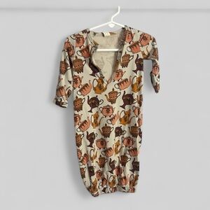 Kate Quinn RARE teapot print organic cotton unisex pajamas bunting 3-6 months